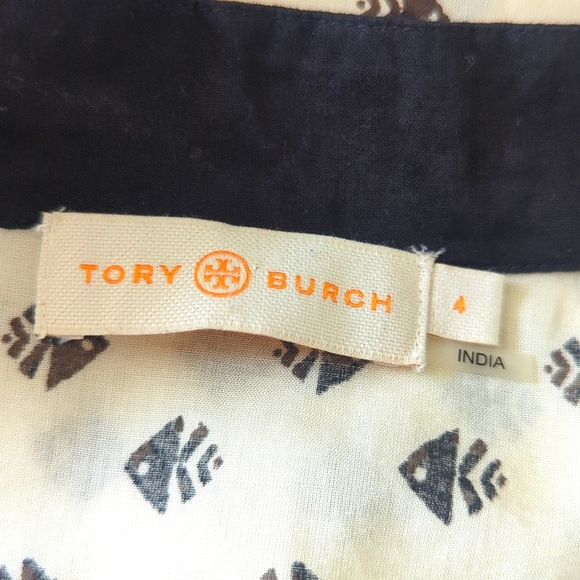 Tory Burch Ivory & Black Fish Print Tunic Top w/ Mirror Sequins - Picture 8 of 12